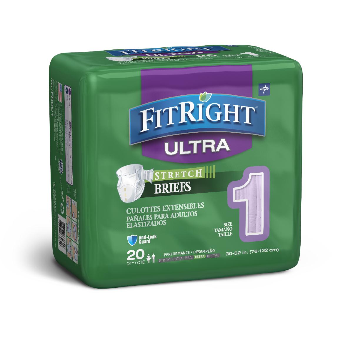 Medline FitRight Stretch Ultra Incontinence Briefs with Center Tab